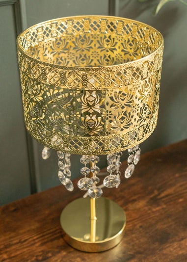 ValueLights Enna Gold Metal Table Lamp (40cm x 22cm x 22cm)