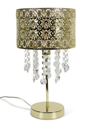 ValueLights Enna Gold Metal Table Lamp (40cm x 22cm x 22cm)