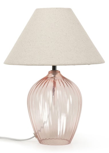 ValueLights Olivet Pink Glass Table Lamp (34cm x 25cm x 25cm)