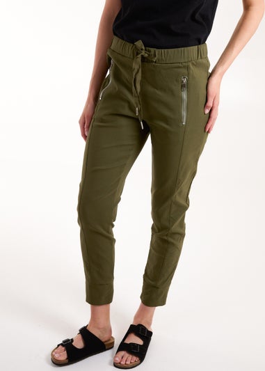 Blue Vanilla Khaki Zip Drawstring Trousers