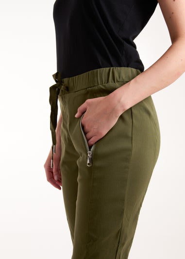 Blue Vanilla Khaki Zip Drawstring Trousers