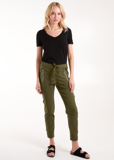 Blue Vanilla Khaki Zip Drawstring Trousers