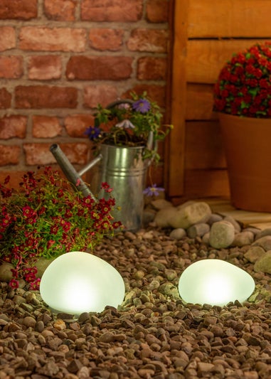 ValueLights Pebble Solar Lights Set of 2 (10.9cm x 12.5cm x 16.7cm)