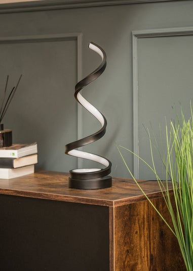 ValueLights Infinity Matt Black Single Twist LED Table Lamp (41.5cm x 12cm x 12cm)