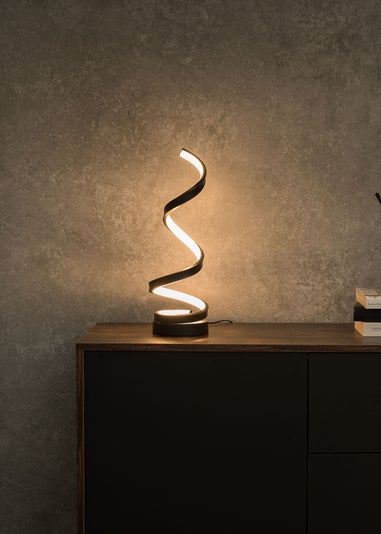 ValueLights Infinity Matt Black Single Twist LED Table Lamp (41.5cm x 12cm x 12cm)