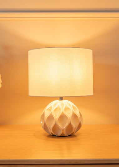 ValueLights Luca Natural Ceramic Table Lamp (30cm x 23cm x 23cm)