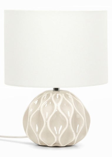 ValueLights Luca Natural Ceramic Table Lamp (30cm x 23cm x 23cm)