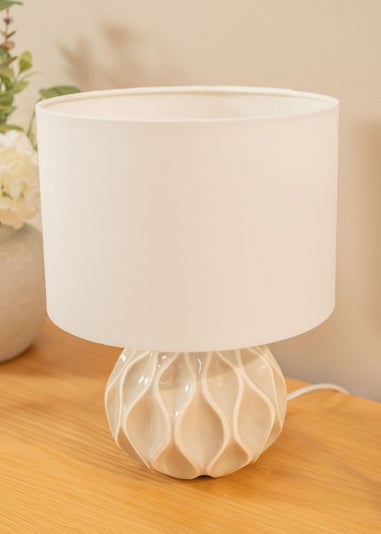 ValueLights Luca Natural Ceramic Table Lamp (30cm x 23cm x 23cm)