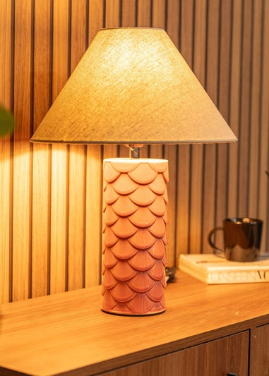 ValueLights Athena Coral Ceramic Table Lamp (43cm x 32.5cm x 32.5cm)