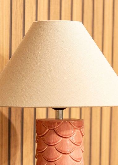 ValueLights Athena Coral Ceramic Table Lamp (43cm x 32.5cm x 32.5cm)