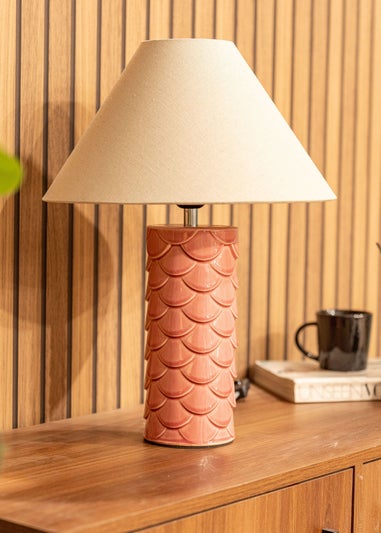 ValueLights Athena Coral Ceramic Table Lamp (43cm x 32.5cm x 32.5cm)