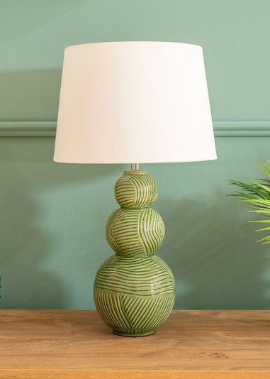 ValueLights Mia Green Ceramic Table Lamp (52cm x 30cm x 30cm)