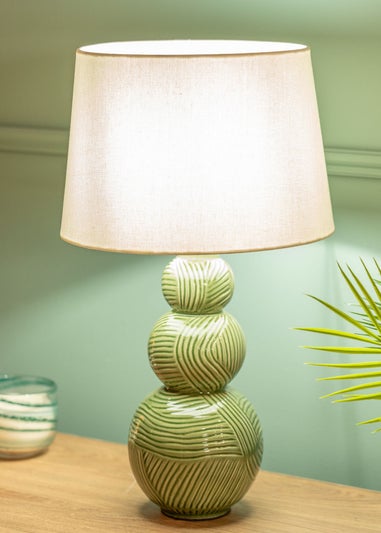 ValueLights Mia Green Ceramic Table Lamp (52cm x 30cm x 30cm)