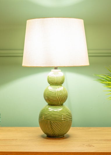 ValueLights Mia Green Ceramic Table Lamp (52cm x 30cm x 30cm)