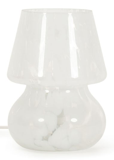 ValueLights Beau White Confetti Glass Table Lamp (25.5cm x 19cm x 19cm)