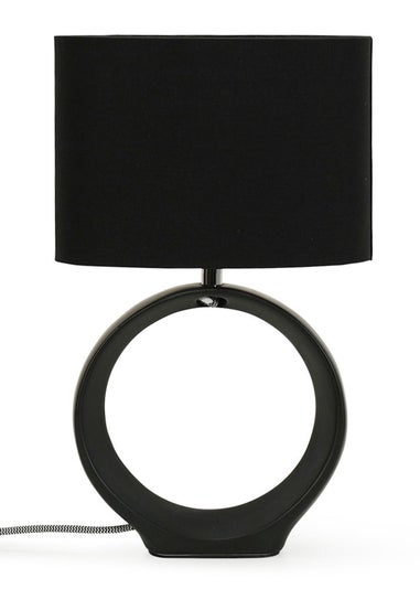 ValueLights Tia Black Ceramic Table Lamp (39.5cm x 24cm x 15cm)