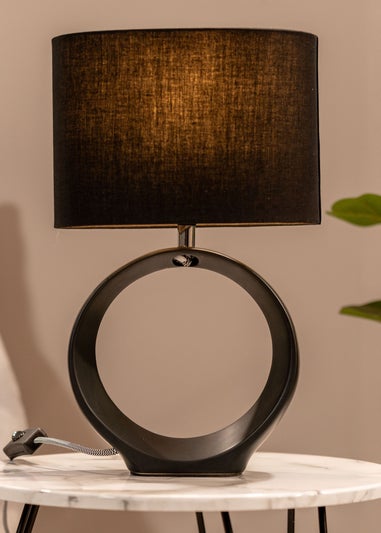 ValueLights Tia Black Ceramic Table Lamp (39.5cm x 24cm x 15cm)