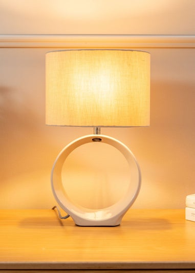 ValueLights Tia Natural Ceramic Table Lamp (39.5cm x 24cm x 15cm)