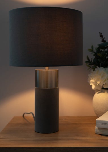 ValueLights Alexa Grey Velvet Table Lamp (45cm x 28.5cm x 28.5cm)