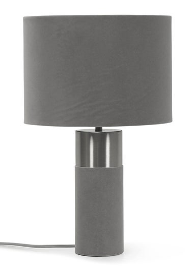 ValueLights Alexa Grey Velvet Table Lamp (45cm x 28.5cm x 28.5cm)