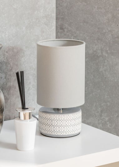 ValueLights Kaia Grey Ceramic Table Lamp (25.7cm x 13cm x 13cm)