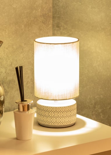 ValueLights Kaia Grey Ceramic Table Lamp (25.7cm x 13cm x 13cm)