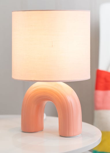 ValueLights Arched Pink Table Lamp (28.5cm x 18cm x 18cm)