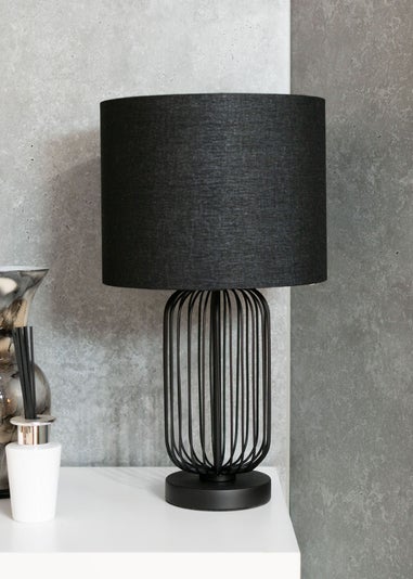 ValueLights Gabbia Black Metal Table Lamp (44.5cm x 25cm x 25cm)