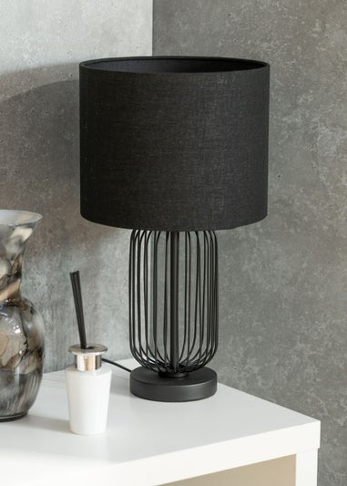 ValueLights Gabbia Black Metal Table Lamp (44.5cm x 25cm x 25cm)