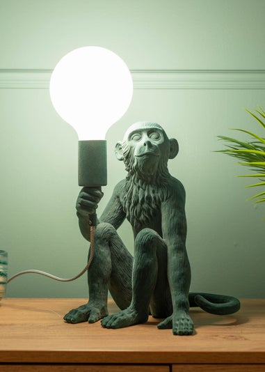 ValueLights George Green Velvet Monkey Table Lamp