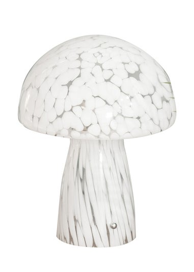 ValueLights Beau White Mushroom Confetti Glass Table Lamp (28cm x 22cm x 22cm)