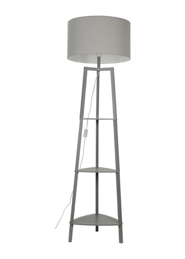 ValueLights Hiru Grey 3 Tier Shelf Floor Lamp Grey Shade (138cm x 44cm x 44cm)