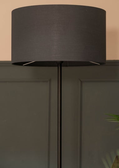 ValueLights Tavel Matt Black Floor Lamp Black Shade (132.5cm x 14cm x 35cm)