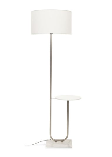 ValueLights Tavel Brushed Silver Floor Lamp White Shade (132.5cm x 30cm x 37cm)