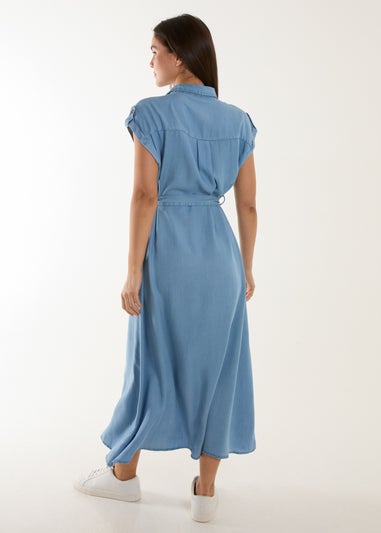 Blue Vanilla Blue Midi Tencel Shirt Dress