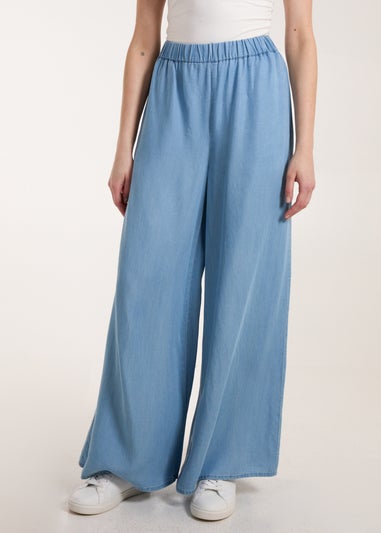 Blue Vanilla Blue Tencel Wide Leg Trousers