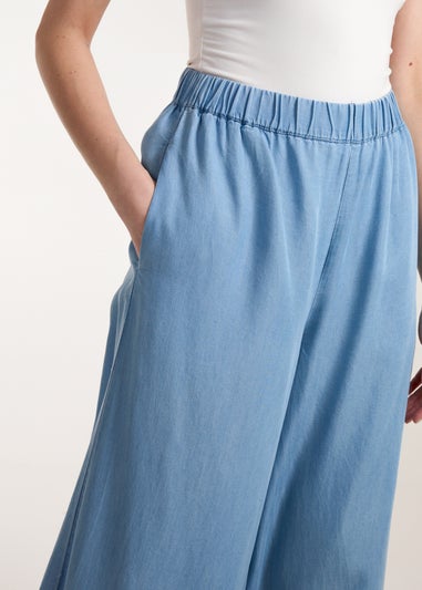 Blue Vanilla Blue Tencel Wide Leg Trousers