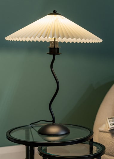 ValueLights Wiggle Black Metal Table Lamp Origami Shade (50cm x 44cm x 44cm)