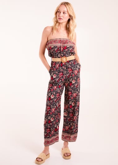 Blue Vanilla Red Belted Bandeau Jumpsuit