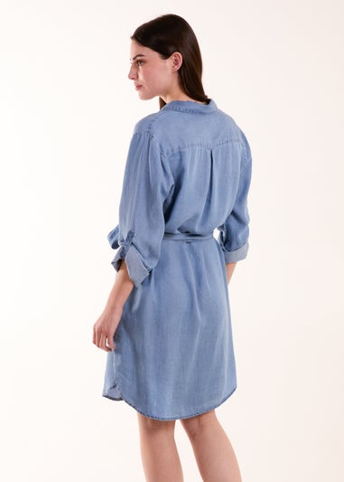 Blue Vanilla Blue Tencel Adjustable Sleeve Shirt Dress