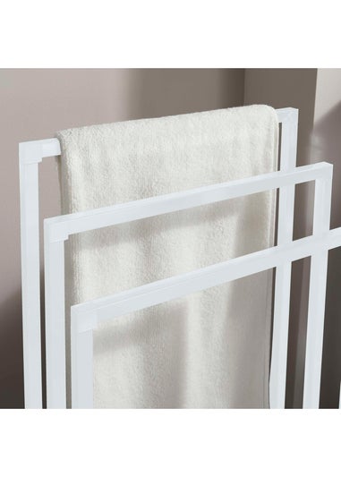 Lloyd Pascal 3-Rail Square Tube Towel Stand with Rectangular Base White