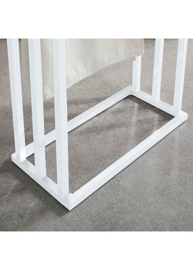 Lloyd Pascal 3-Rail Square Tube Towel Stand with Rectangular Base White