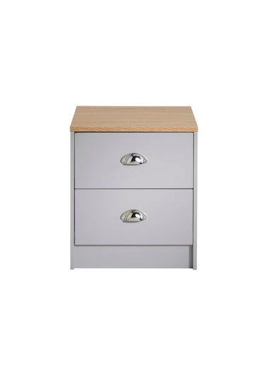 Lloyd Pascal Grey Linwood Two Drawer Bedside Table