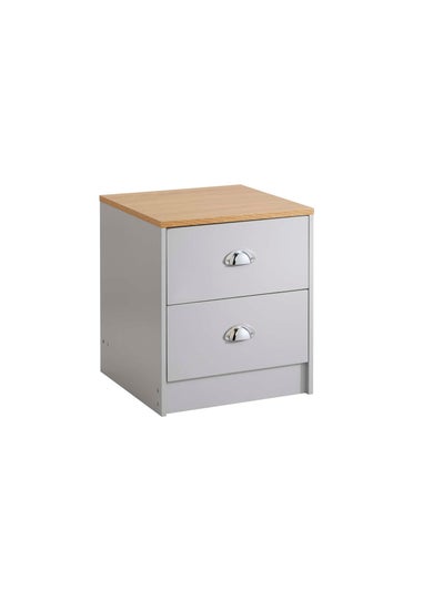 Lloyd Pascal Grey Linwood Two Drawer Bedside Table