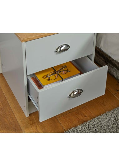 Lloyd Pascal Grey Linwood Two Drawer Bedside Table