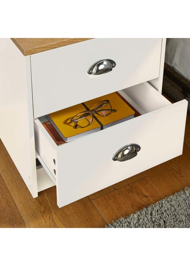 Lloyd Pascal Cream Linwood Two Drawer Bedside Table