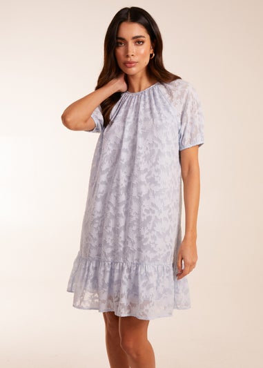 Blue Vanilla Blue Jacquard Smock Mini Dress