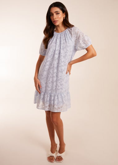 Blue Vanilla Blue Jacquard Smock Mini Dress