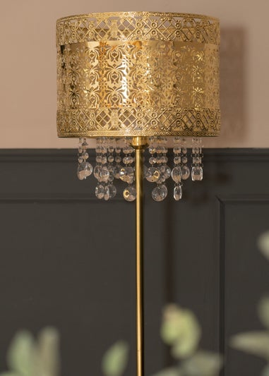 ValueLights Enna Gold Metal Floor Lamp (162.5cm x 35.5cm x 35.5cm)