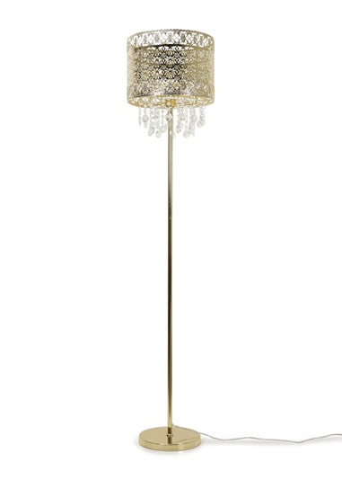 ValueLights Enna Gold Metal Floor Lamp (162.5cm x 35.5cm x 35.5cm)